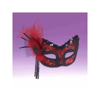 Red And Black Lace Mask (One-Size)