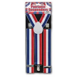 Red White & Blue Suspenders For Adults