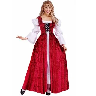 Womens Medieval Lady Lace Up Over Gown Plus Size Costume