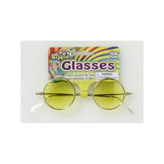 Yellow Lens Round Glasses Hippie Costume Accessory