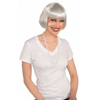 White Bob Wig Costume Accessory