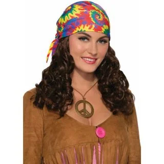 Adult's Hippie Wig and Headscarf