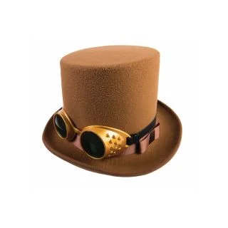 Brown Steampunk Hat with Goggles