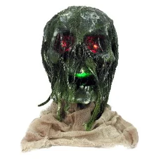 Light-Up Rotten Skull with Base Party Decoration