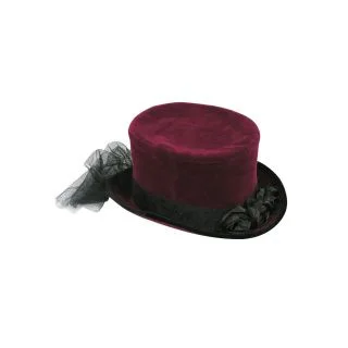 Adult's Burgundy Top Hat with Lace