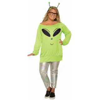 Plus Size Spaced Out Leggings Shirt and Antennae