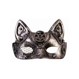 Steampunk Masks - Cate Eye W/ Gears Silver Accessory