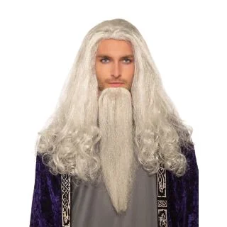 Wise Wizard Wig & Beard - White