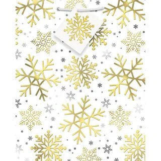 Silver and Gold Snowflake Medium Gift Bag (1)