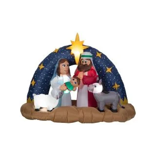 Snowy Night Nativity Scene Inflatable Airblown Decor