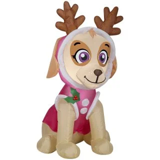3.5 Ft. Airblown-Skye in Pink Snow Outfit with Antlers
