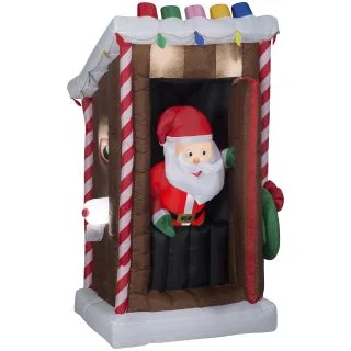 6 Ft. Tall Animated Santa's Outhouse