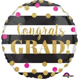 Gold Confetti Grad 18" Balloon (Each)