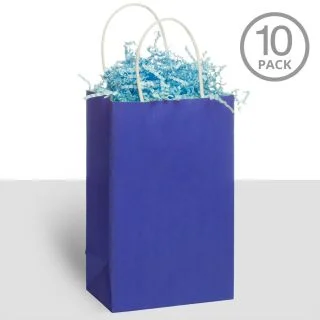 Kraft Handle Bags Blue (10 Pack)