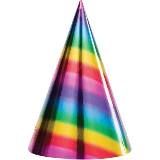 Metallic Rainbow Cone Hats (8)