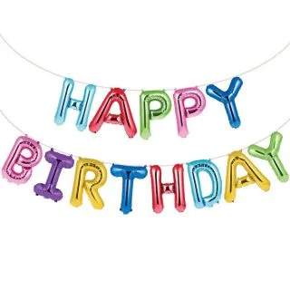 Metallic Rainbow "Happy Birthday" Balloon Banner