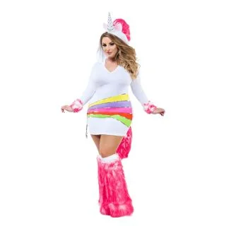 Adult Sassy Plus Rainbow Unicorn Costume