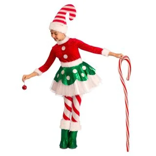 Peppermint Swirl Elf Dress Kid Costume