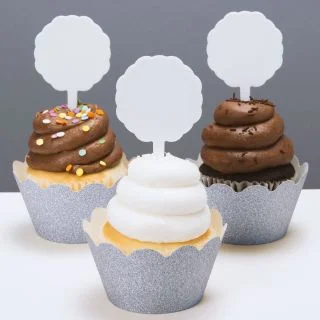 Plastic White Cupcake Picks (12)