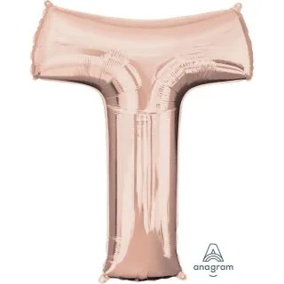 Jumbo Rose Gold Letter 32" Foil Balloon - T