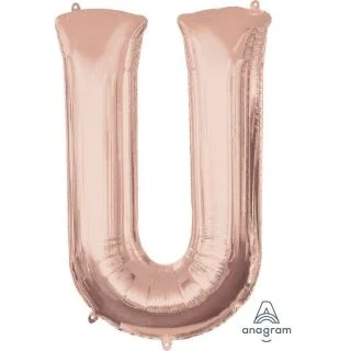 Jumbo Rose Gold Letter 33" Foil Balloon - U