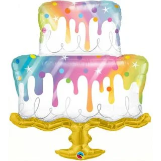 Pastel Rainbow Drip Cake 39" Jumbo Shaped Balloon