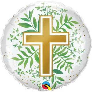 Golden Cross & Greenery 18" Foil Balloon