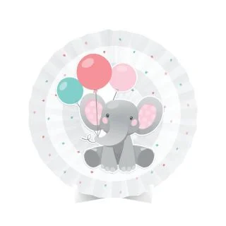 Pink Elephant Birthday Paper Fan Centerpiece
