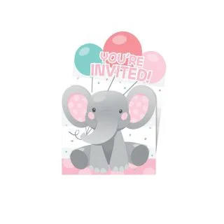 Pink Elephant Birthday Pop Up Invitation