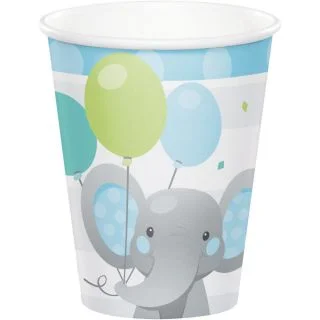 Blue Elephant Birthday 9oz Paper Cups (8)