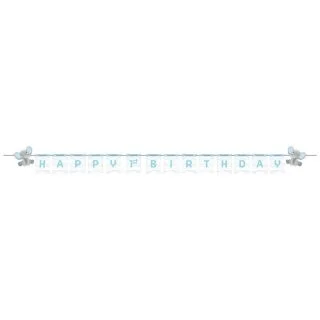 Blue Elephant Birthday Ribbon Banner