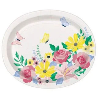 Pastel Floral Oval Plates (8 Pack)