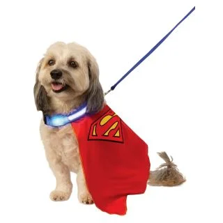 Pet Superman Cape with Light up Collar and Lea