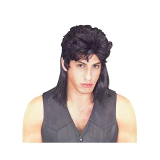 Mullet Wig - Black - Adult Costume Accessory