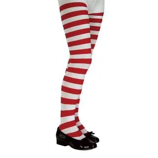 Girls Red And White Striped Tights