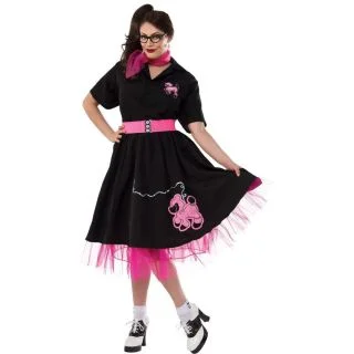 50's Black and Pink Poodle Costume For Adults
