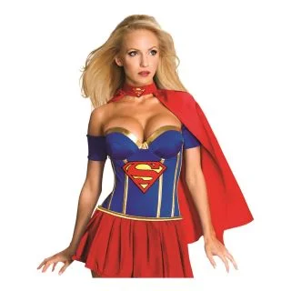Womens Fun and Flirty Supergirl Corset Costume