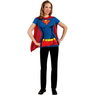 Supergirl T-Shirt w/ Cape Adult Costume