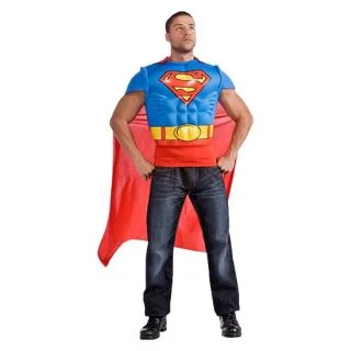 Superman Muscle Chest Top Costume for Adults
