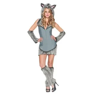 Womens Fun and Flirty Grey Wolf Costume