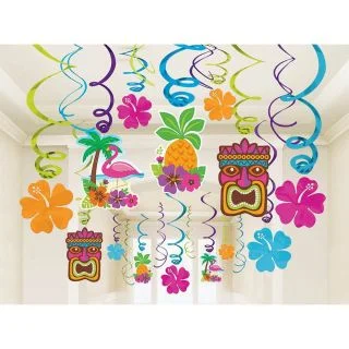 Summer Luau Foil Swirl Decorations (Each)