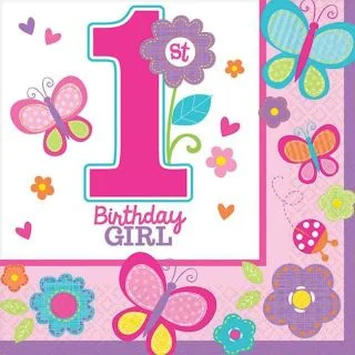 Sweet 1st Birthday Girl Beverage Napkins (36 Pack)