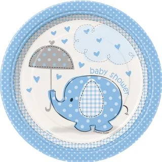 Umbrellaphants Blue 7" Cake Plates (8 Count)
