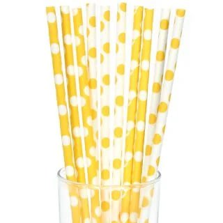 Yellow Dots Paper Straws (10 Count)